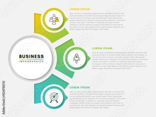 Business presentation infographic design template with 3 steps or options, vector illustration.