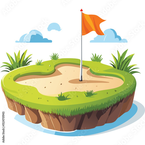Flat Design Golf Course Vector Illustration