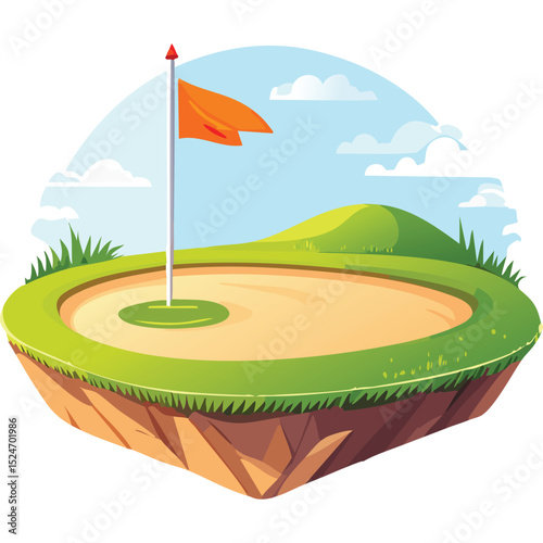 Flat Design Golf Course Vector Illustration