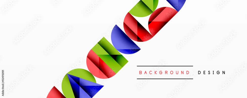 Fototapeta premium Abstract colorful shapes overlap, creating dynamic visual effect. White background emphasizes vibrant design elements. Minimalist style.