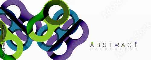 Bright colorful loops create modern abstract design. Gradient shades offer dynamic visual experience. Clean white background enhances shapes.