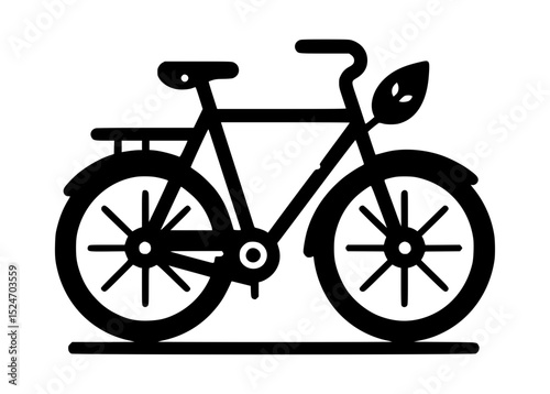 Eco friendly bicycle icon black and white illustration