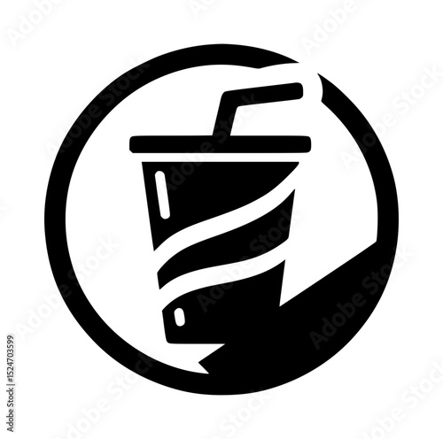Hand holding disposable drink cup icon