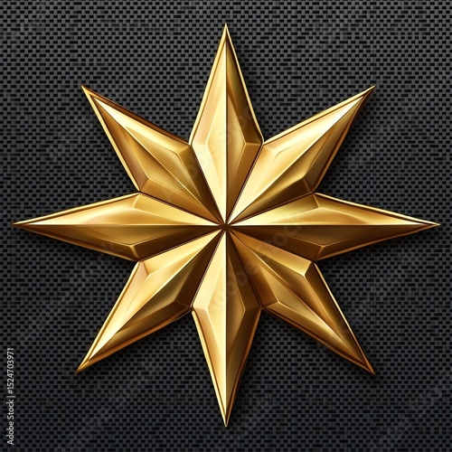 Golden Eight-Pointed Star on Carbon Fiber