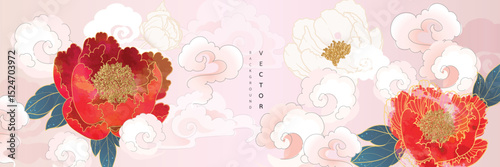 Crane Chinese-style gilded vector illustration