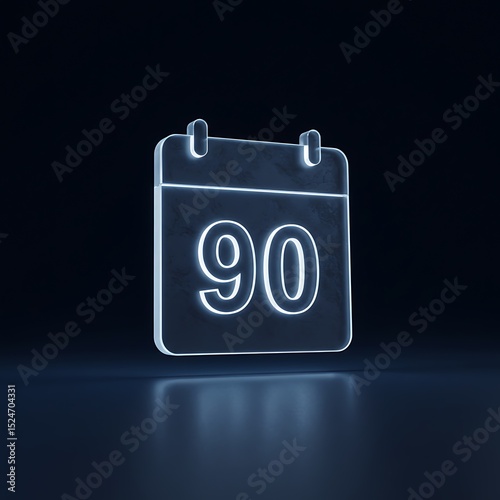 Glowing 90 Day Calendar Icon on Dark Background