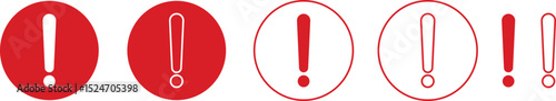 Exclamation mark icon set isolated on transparent background. Precautions circle symbol design. Emergency Warning Sign collection vector illustration. Speech bubble with exclamation mark.