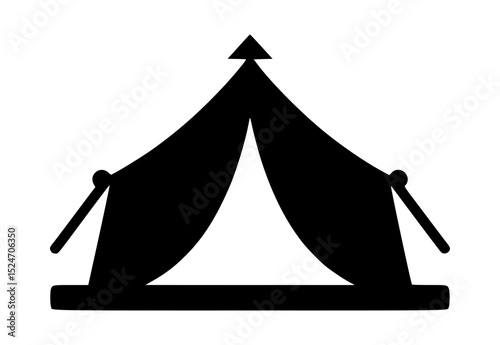 Black silhouette icon of a camping tent