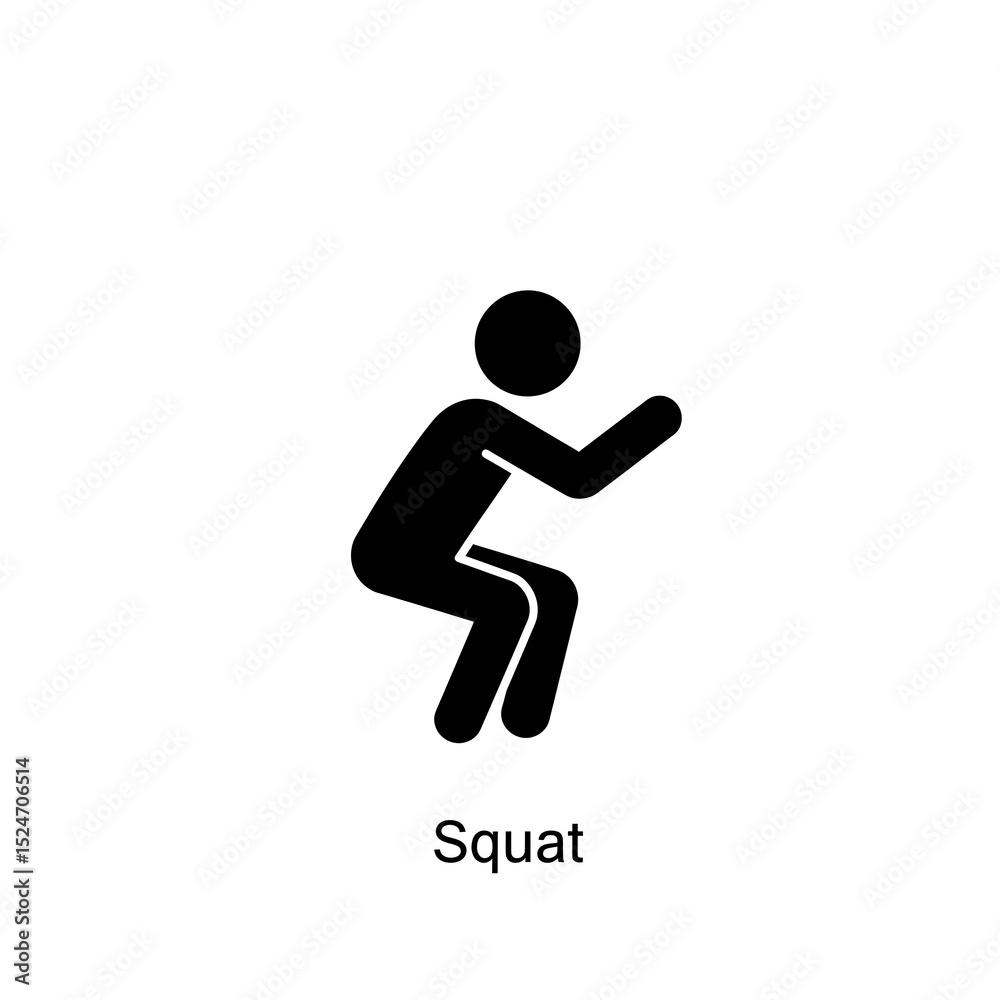Simple Black Silhouette of a Person in a Squat Position Simple Black Silhouette of a Person in a Squat Position