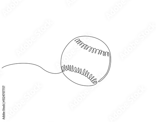 Continuous line drawing of baseball ball. Single line illustration of baseball ball. Baseball toll concept. Editable outline
