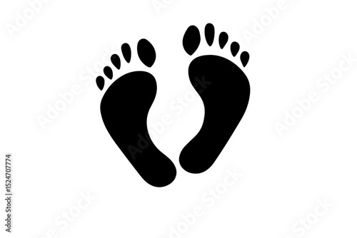 Bare footprint silhouette foot shoe,footprint icon. black  foot print on white background