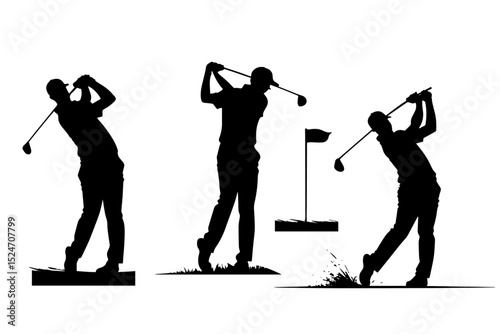 Man Golfing Silhouette, swing golf swing silhouette, 