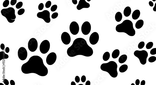 Animal paw prints, ink splatters, white background, design elements
