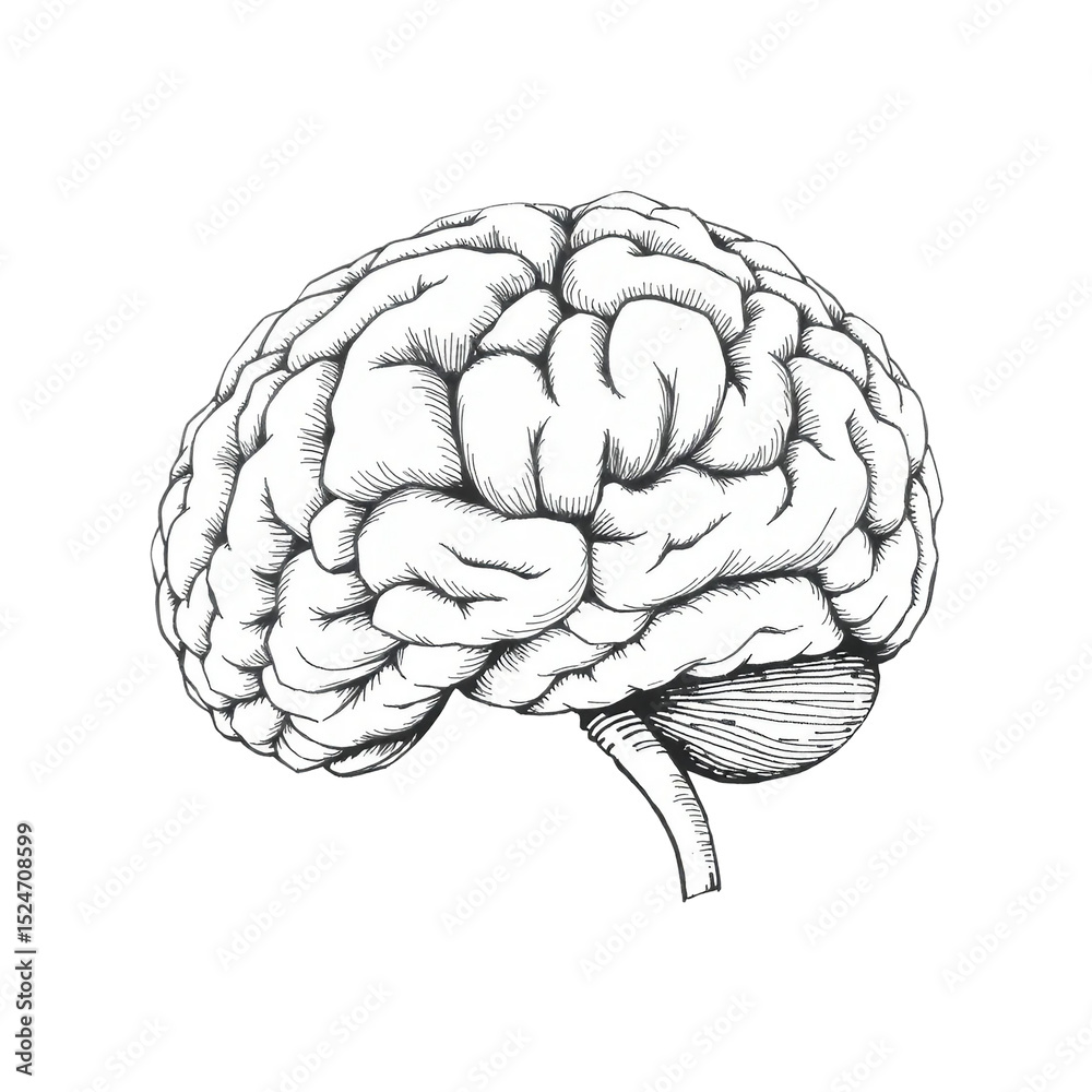 Fototapeta premium Intricate Hand-Drawn Brain Sketch