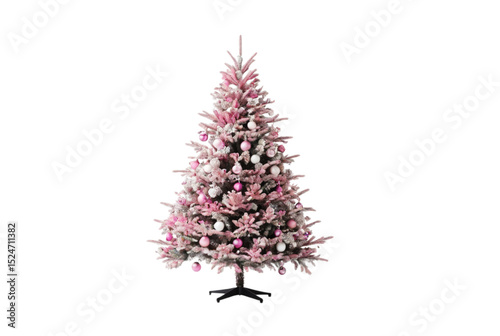 Pink White Pine Christmas tree Sparkling Snowy Festive Beauty