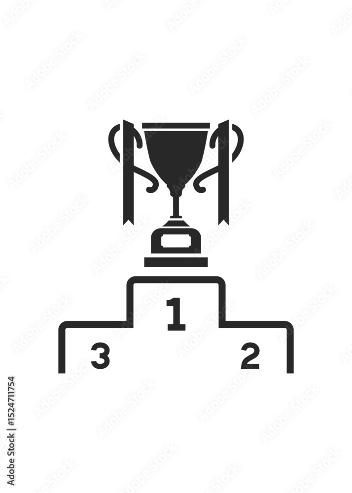 Obraz premium Podium Sports Awards Black Glyph Icon Stock Illustration
