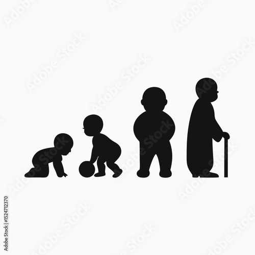 Human Life Cycle Stages  Baby, Child, Adult, Senior Silhouettes