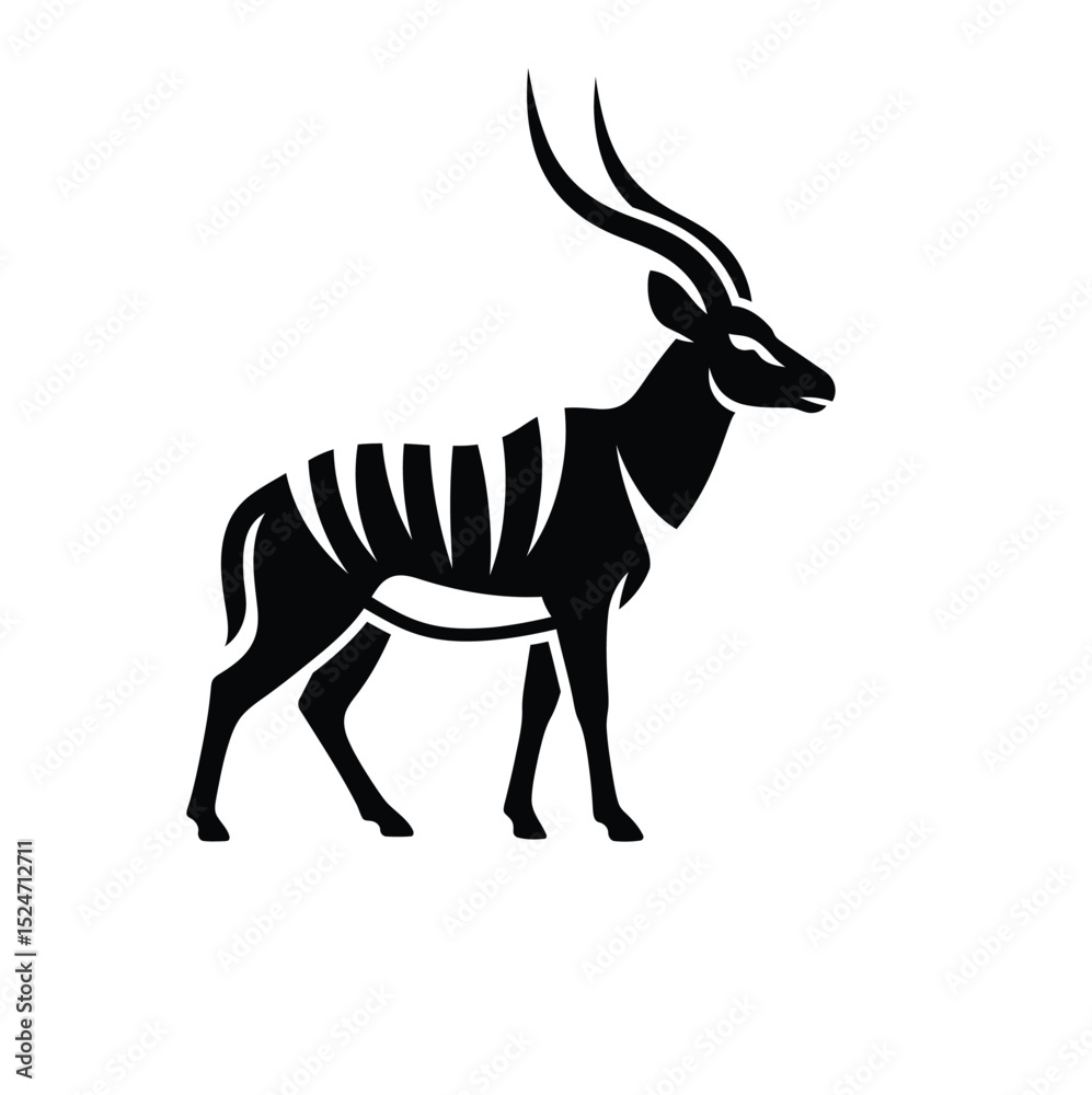 Obraz premium Stylish black and white nyala antelope illustration