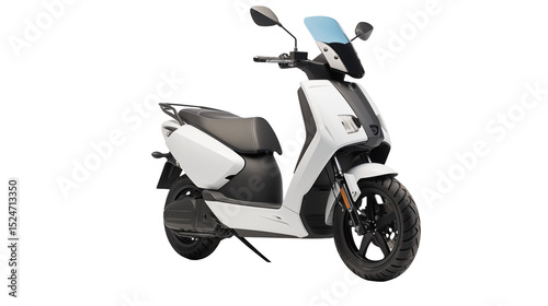 A white electric scooter isolated on a transparent background