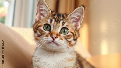 Wallpaper Mural Curious Striped Tabby Kitten with Green Eyes on Armchair Torontodigital.ca