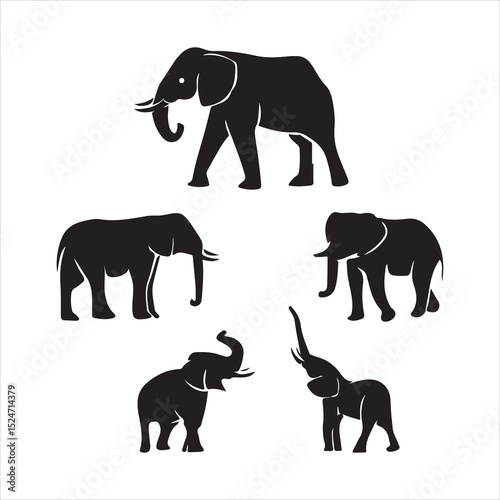 elephant set silhouette