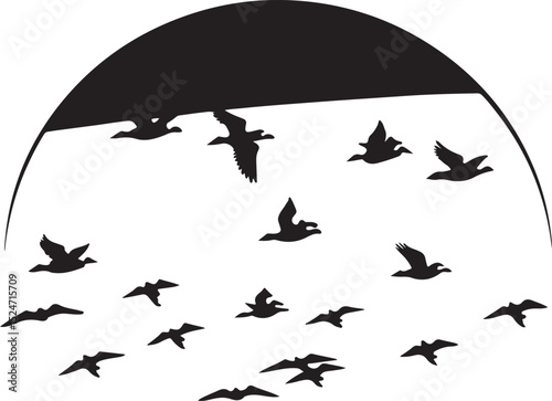 Moonlit bats with outstretched wings fly as black silhouettes against the night sky, a haunting illustration of nature's nocturnal dance
