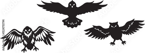 Eagle vector illustration with wings flying silhouette bird icon design symbol tattoo art freedom nature flight feather hawk falcon dove angel