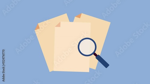 Magnifying glass with document 2d Animation with Alpha Matte