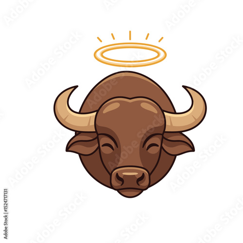 Cartoon bull head with halo holy cow