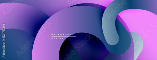 Abstract fluid shapes, purple hues dominate design. Smooth gradients create dynamic composition. Modern aesthetic.