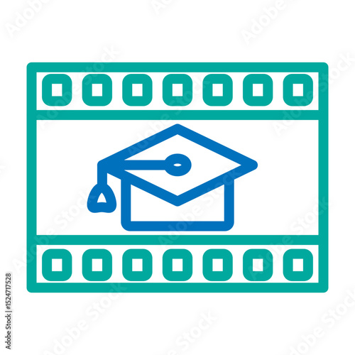 Educational Videos Vector Line Blue Bluish Green Icon Design