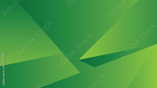 Abstract green background composed of overlapping geometric polygonal shapes with a smooth gradient effect. Graphic design concept