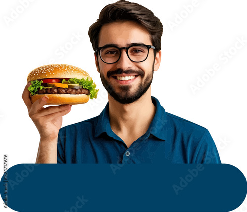 vector icon of a man with a hamburger, Websites and applications, Printed materials, Social networks, advertising and design.
