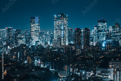 Photography 夜の東京都心のビル群