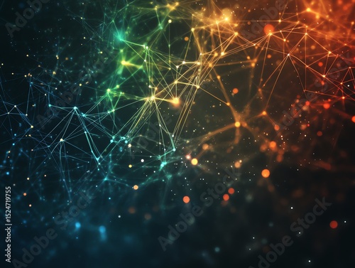 Abstract Network Connection: Glowing Nodes and Lines, Digital Technology Background