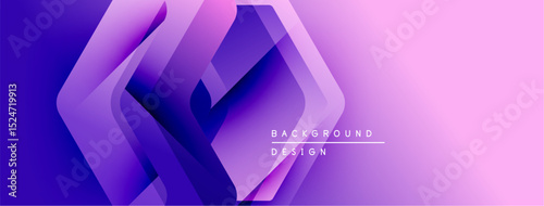 Abstract gradient shapes create dynamic composition. Purple, pink hues blend smoothly, modern design element.