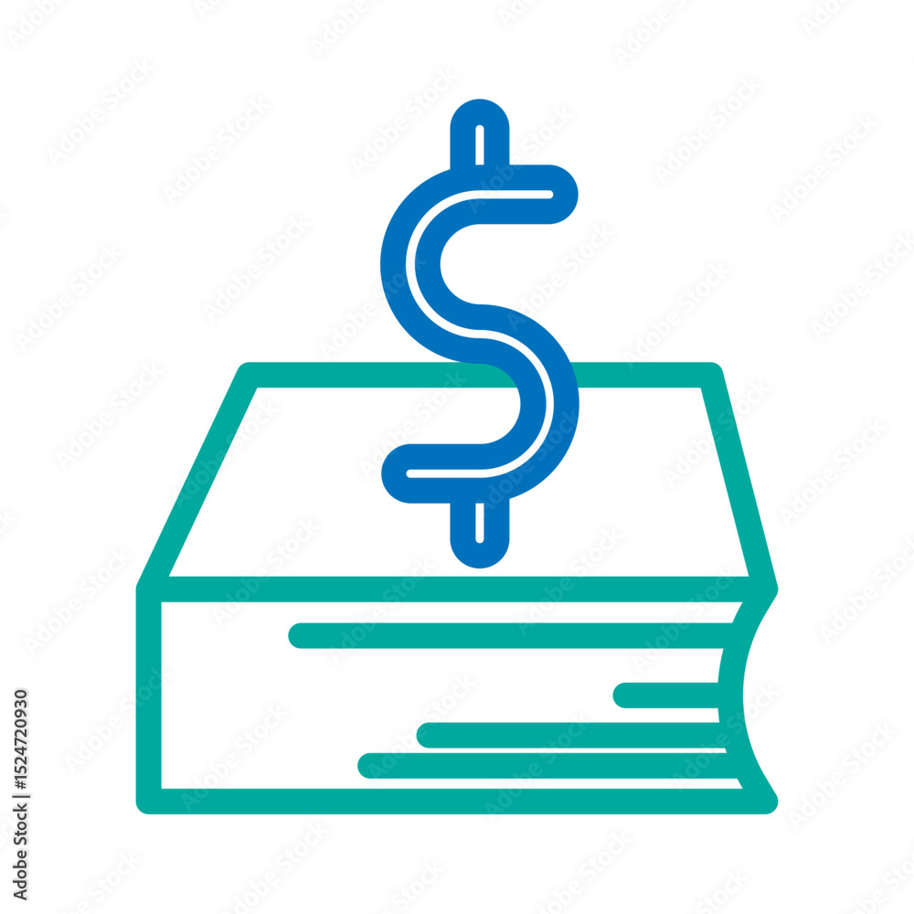 Fototapeta premium Financial Records Vector Line Blue Bluish Green Icon Design