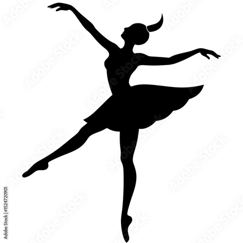 Silhouette of a ballerina in a tutu performing an elegant dance pose