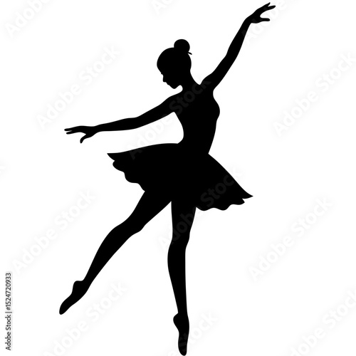 Silhouette of a ballerina in a tutu performing a dance pose on one leg