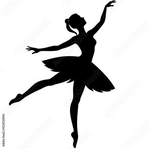 Silhouette of a ballerina in a tutu performing a graceful dance pose