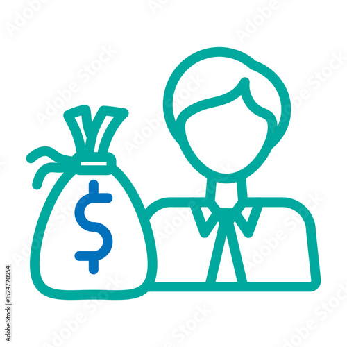 Private Equity Vector Line Blue Bluish Green Icon Design