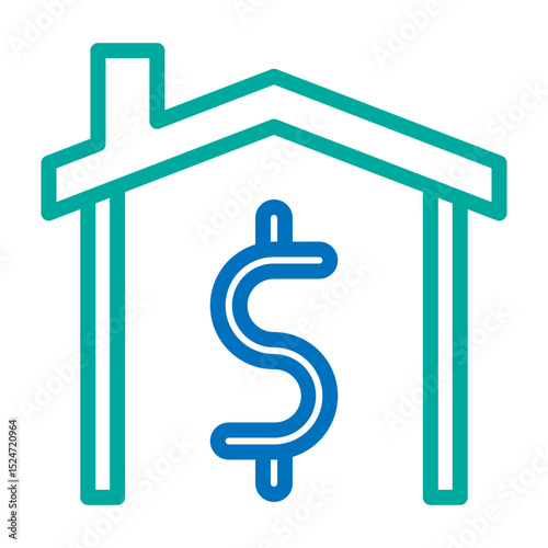 Real Estate Investment Vector Line Blue Bluish Green Icon Design