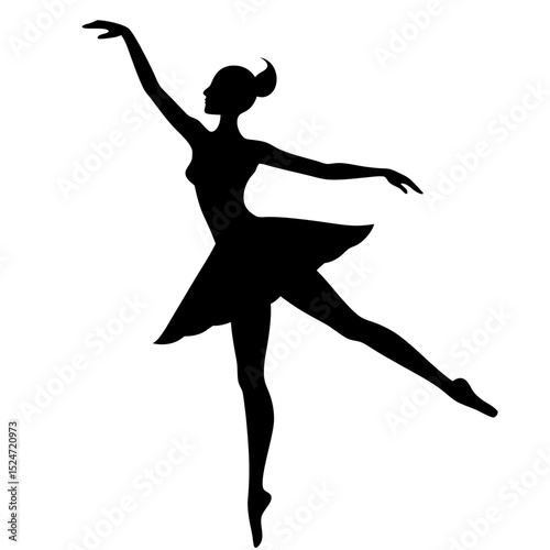 Silhouette of a ballerina in a graceful pose with arms extended upward