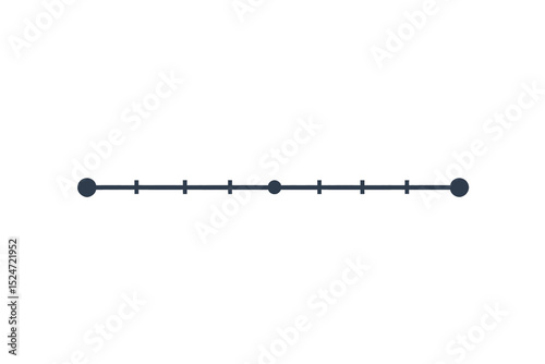 a simple flat 2d icon of a 'timeline', with a single horizontal line that has several simple markers or points along it, minimalist design, solid dark gray color, clean sharp lines, no shadows