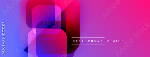 Abstract geometric shapes blend vibrant purple, blue, pink hues. Modern design suggests digital art, background element.