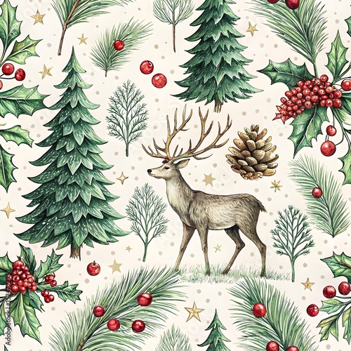 Seamless digital christmas pattern