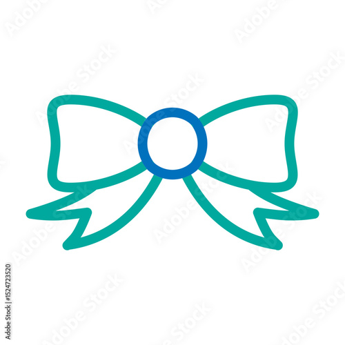 Bow Vector Line Blue Bluish Green Icon Design