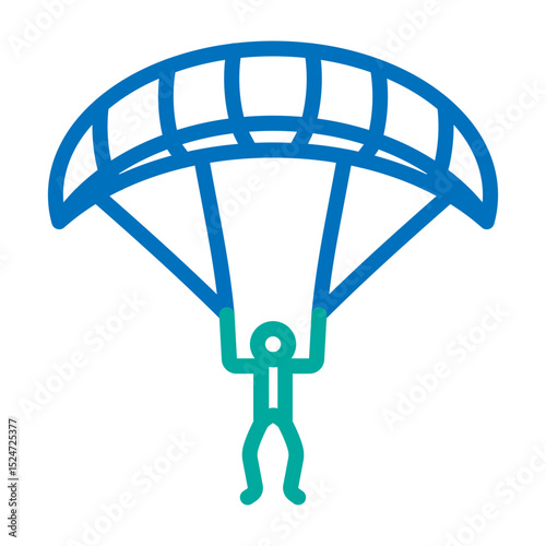 Paratrooping Vector Line Blue Bluish Green Icon Design