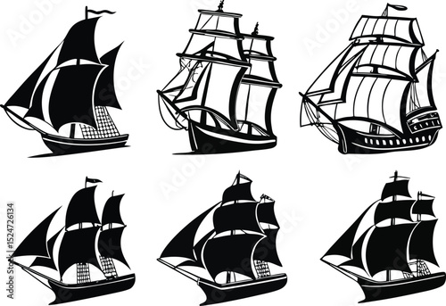 Detailed illustration of a ship for maritime designs