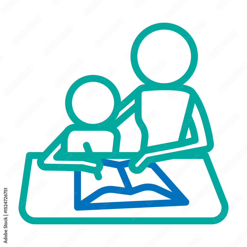 Fototapeta premium Tutor Vector Line Blue Bluish Green Icon Design